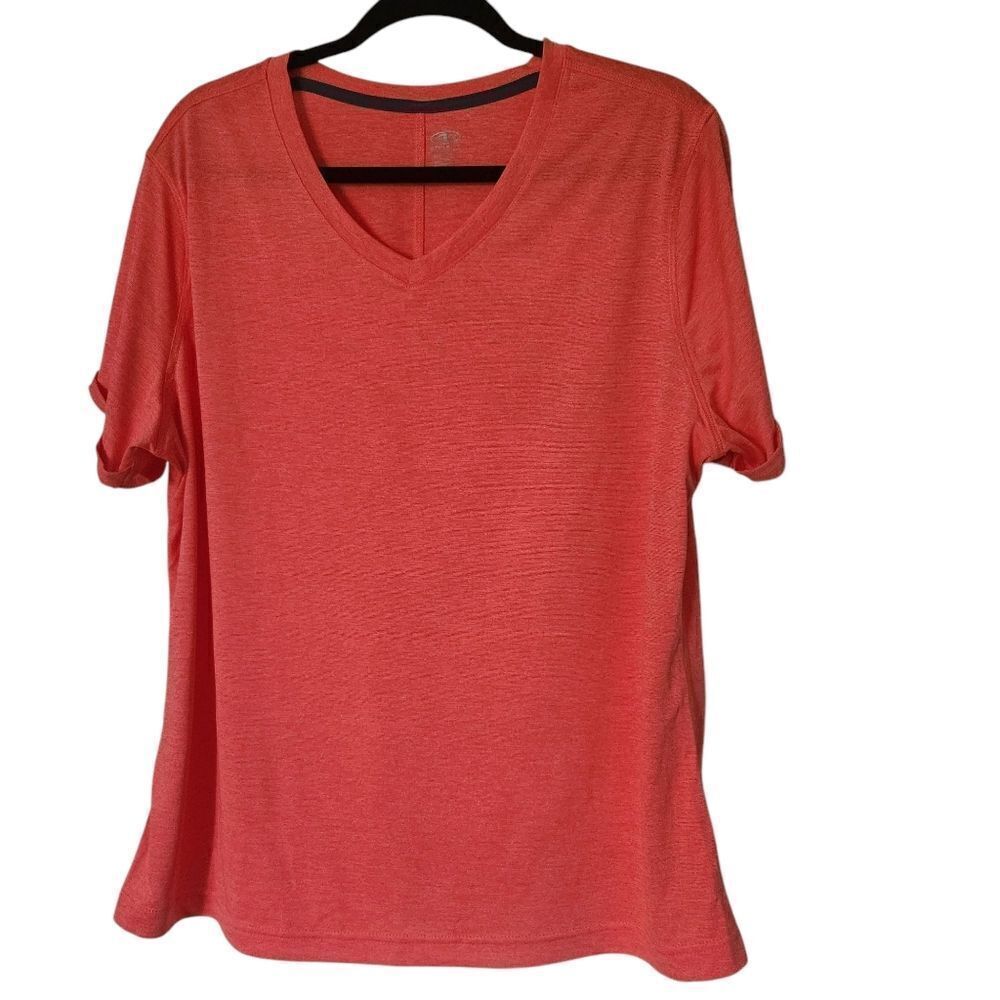 Athletic Works Women's V-Neck Orange Top Short Sleeve Size XL
